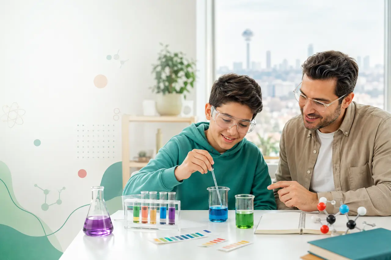 Öğrenciyle fen bilgisi özel ders çalışması